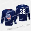 College Hockey Wears Thr USA 2019 IIHF World Championship Jersey 86 Christian Wolanin 72 Frank Vatrano 30 Thatcher Demko 12 Alex DeBrincat 1 Cayden Primeau 1