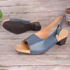 Sandals 2023 Gladiator Buckle Strap Woman Chunky Heels Peep Toe Ladies Casual Shoes Female