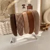 Hair Accessories Girl Plush Wide Side Hairband Velvet Hoop Winter Fashion Coffee Color Lattice Sponge Headband For Womens