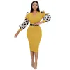 Ethnic Clothing 2023 L-3XL African Dresses For Women Summer Long Sleeve V-neck Printing Polyester Dress Clothes