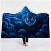 Dekens Lannidaa King of the Forest Hooded Deken voor ADT Kid Winter Coral Fleece op bed Sofa Warm geruite worp Drop Delivery Home Dhua5