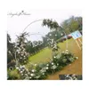 Decorative Flowers Wreaths Baby Party Wedding Props Decor Wrought Iron Round Ring Arch Backdrop Lawn Silk Artificial Flower Row St Dhtf1