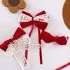 Hair Accessories Year Red Series Baby Big Sequins Bow Ribbon Clips Headwear Toddler Kids Girls Cute Hairpins Accessions