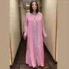 Ethnic Clothing Spring 2023 African Dresses For Women Long Sleeve V-neck Green Pink Plus Size Dress Christmas Robes