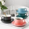Mugs Nordic Creative Multicolor Glaze Ceramic Coffee Cup And Saucer Set Latte Cappuccino 240ml
