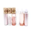 Storage Bottles Jars Rose Quartz Roller Bottle Pink Glass Essential Oil Natural Bamboo Lid Pattern Crystal Gemstone 10Pcs Drop Del Dho0A