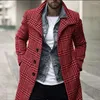 Hommes chandails mode hommes manteau automne hiver Plaid Double boutonnage revers mi-long Chic laine mélanges