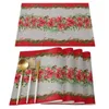 Bord mattor ins julfliktare blomma tryckt plats matt mats pad tyg placemat cup te maträtt doily kök