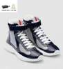 2023 Men America Cup Men Runner Sports Shoes High-top Sneakers Patent Calf Leather & Mesh Nylon Casual Walking Light Rubber Sole Famous Trainers Shoe EU38-46