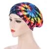 Etniska kläder Kvinnor Afrikanskt blommigt tryck Satin Night Sleep Bonnet Hat Hårvård CAP Huvud Wrap Large Wear Dams Headwrap