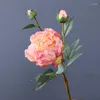 Decorative Flowers Red Artificial Peony Branch Wedding Bridal Bouquet Home Dining Table Bedroom Garden Decoration Simulation Silk Burnt Edge