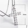 Pendentif Colliers Diamant Pierre Croix Pendentifs Collier Bijoux Platine Plaqué Hommes Femmes Amant Cadeau Couple Religieux Drop Delivery Dhofk