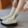 Femmes chaussettes 3D mignon fleurs moyen Tube dame mode longue automne hiver doux coton pour Kawaii fille Style Medias De Mujer