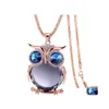 Chokers Mode Femmes Choker Accessoires Mtiple Pierre Couleur Cristal Strass Bijoux Hibou Pendentif Collier Drop Delivery Colliers P Dhc1B