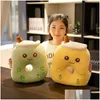 Cushion/Decorative Pillow Cute Bubble Tea Stuffed Plush Waist Cartoon Fruit Hand Warmer Milk Boba Cushion Kids Toy Girl Birthday Gif Dhttq