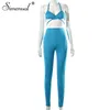 Kvinnors tvådelade byxor Simenual Criss Cross Bralette och matchande uppsättningar för kvinnor Bandage Sporty Casual Outfits Workout Active Wear 2023