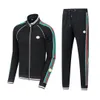 2023sseurope 파리 디자이너 망 여자 tracksuits 럭셔리 스포츠 정장 지퍼 카디건 패치 워크 컬러 바지 녹색 줄무늬 sportsuit clothesM-3XL