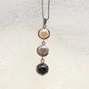 Pendanthalsband Sterling 925 Silver Pearl Necklace Geometric Freshwater Mixed 3 Colors Real Pearls