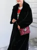 Femmes en cuir Faux Nerazzurri hiver long épais chaud doux gris noir manteau de fourrure femmes moelleux ry faux pardessus mode coréenne 5xl 6xl 7xl 230105