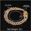 Bracelet Collier 12Mm Mens Iced Out Bangle Set Pour Femmes S Épais Lourd Bling Miami Cubain Lien Chaîne Hip Hop Rappeur Bijoux De Luxe Dh7Va