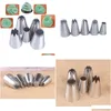 Baking Pastry Tools 5Pc Large Decorating Tip Sets Cake Biscuit Cream Tool Stainless Steel Pi Icing Nozzle Cupcake Head Dessert Dro Dhfvo