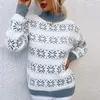 Kvinnors tröjor jul snöflinga tryck plus storlek harajuku koreansk tröja turtleneck pullovers streetwear vintage casaco feminino 4