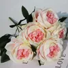 装飾的な花5ヘッドシミュレーション本物の牡丹花の結婚式の装飾花ralアーチTプラットフォームロード鉛絹の花束