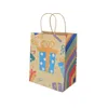 Kids Twisted Handles Environmental Protection Kraft Party Candy Tote Bags Cute Happy Birthday Gift Cartoon Paper Bag A373