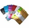 Forniture per feste all'ingrosso Stand Up Zipper Lock Mylar Borse Finestra trasparente opaca per zip Foglio di alluminio Borsa Lock Candy Snacks Package Pouches 10x15cm