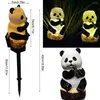 Lampada Panda Solare Resina Artigianato Pavimento Paesaggio Illuminazione Giardino Spina intelligente Ornamenti Rilevamento