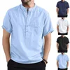 Camisas informales para hombre Camisa de manga corta suave Tops con cuello levantado de 4 tamaños totalmente combinados