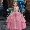 Girl Dresses Highend Elegant Girls Long Sleeve Silk Lace Christmas Clothes Wedding Party Dress For Children's Princess