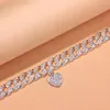 Anklets Heart-Shaped Cuban Link Anklet Chunky Wholesale For Women Hip Hop Iced Out Men Miami Punk Ankle Chain Foot Bracelet On The Leg