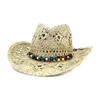 Berets Zld Straw Western Cowboy Hat Raffia مصنوعة من Sunhats للرجل
