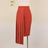 Spódnice 2023 mody kobiety pomarańczowe spódnica nieregularna plisowana wysoka talia body pakiet kolanowy