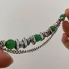 Bangle Ry 2023 Green Opal Irregular Silver Colour Stone Metal Punk Vintage Bracelet For Women Man Party Jewelry Accessories4104432