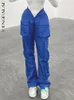 Calças de homens Shengpalae Moda Khaki Trouser S outono 2023 V Tipo de alta cintura elástica alta fêmea de carga solta 5E711 230104