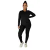 Women's Two Piece Pants Bulk Items Wholesale Lots Fall Women Tracksuits Long Sleeve Pullover Legging Fitness 2 Set Outfits Solid Color M56