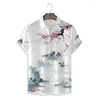 Chemises décontractées pour hommes Hommes éléments chinois chemise plage motif abstrait paysage peinture encre peinture vêtements