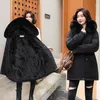 Frauen Daunen Parkas Winter Jacke Frauen Parka Mode Lange Mantel Wolle Liner Mit Kapuze Schlank Mit Pelz Kragen Warme Schnee Tragen gepolsterte Kleidung 230104