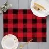 Table Mats Classic Big Scotland Plaid Placemats Print Pink Khaki Navy Blue Grid Cup Pads Kitchen Dining Room Vintage Holiday Drink