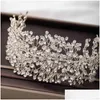 Hochzeit Haarschmuck Luxus handgemachte Silber Farbe Stirnband Shinny FL Strass Tiaras Perlen Braut Headpeice Frauen Party Vl X0625 Dro Dhrbj