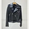 Damen-Leder-Lammfell, natürliche Damen-Bomber-Bikerjacke, lange Ärmel, Schaffellmantel H75