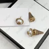 Moda Loop Pendientes Oro Helado Stud Lujo Gran Perla Amor Pendiente Diseñador Joyas 925 Plata G Studs Para Mujeres Regalo Con Box Top