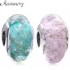 5pcs S925 Tornillo de plata esterlina Mint Mint Glitter Murano Glass Beads Fit Pandora Charm Jewelry Pulseras Collares281z