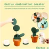 Mats Pads Table Coasters Diy Cactus Set Novelty Gift Nonslip Tea Coffee Cup Holder Heat Insation Pad Home Decor Kitchen Tool Drop Dhkrj