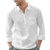 Męskie koszulki Stylowe mężczyzn Kieszenia guzika szczupła typ typu pullover na wpół z jednorazowym letnim topami
