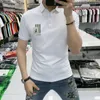 Polos pour hommes Casual 2023 Summer Polo pour hommes Modèle simple Broderie Design Buste Impression Gentleman Revers Slim Coton Kaki M-4XL