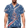 Men's Casual Shirts Textured Design Printed Polynesian Style Luxury Men's Shirt V-Neck Short Sleeve Hawaii Slim Summer Sports