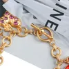 Charm Bracelets Big Statement Colorful Crystal Pearl Mixed Charms Fashion Gold Bangles Bracelet Street Trendy Jewelry